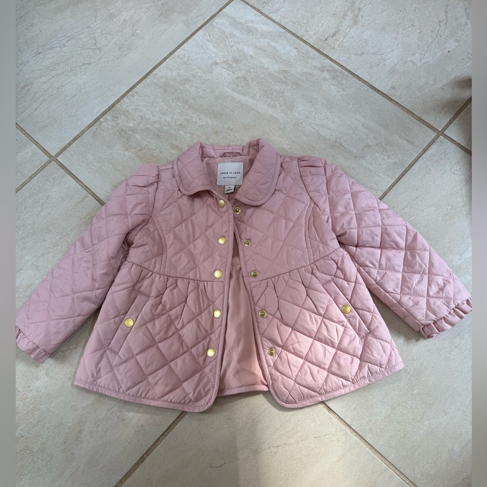 Janie and Jack toddler quilted barn coat in pink